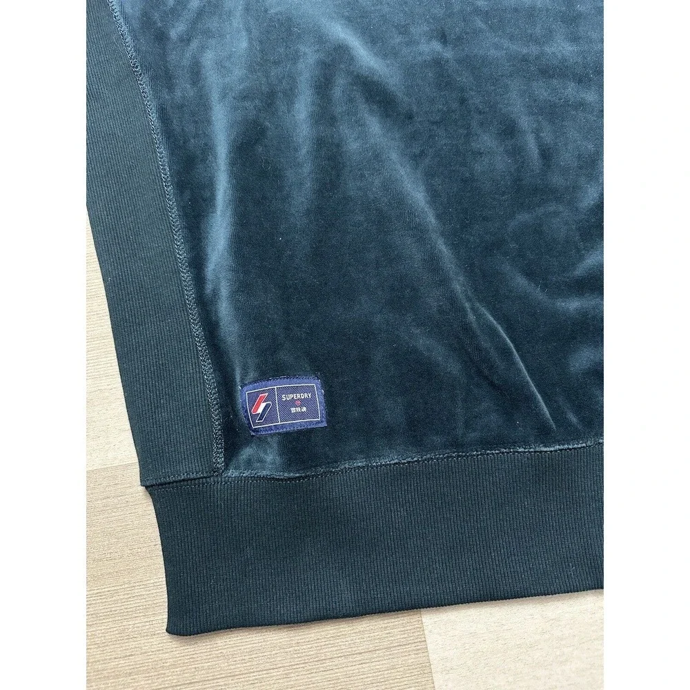 Superdry Womens Oversized Logo Velvet Sweatshirt Crewneck Size XS/S Zinc Blue - Picture 3 of 6